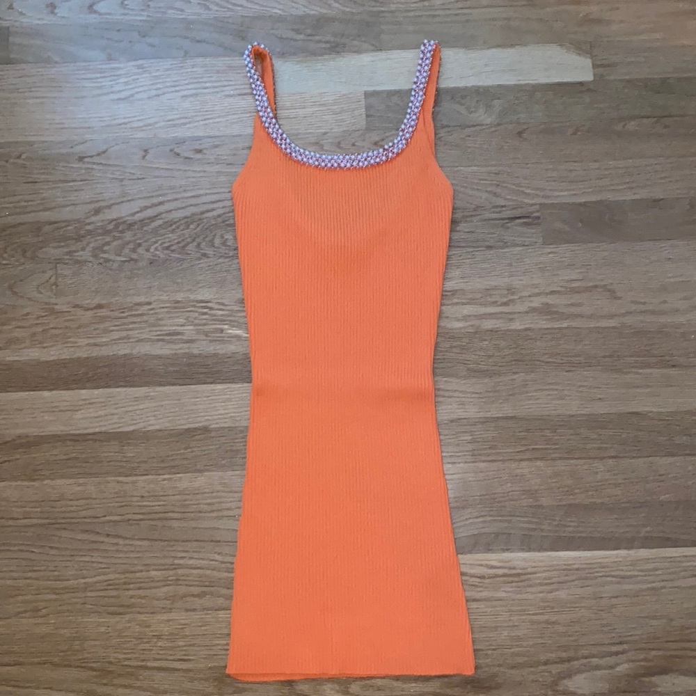 Zara Orange Pearl Mini Dress